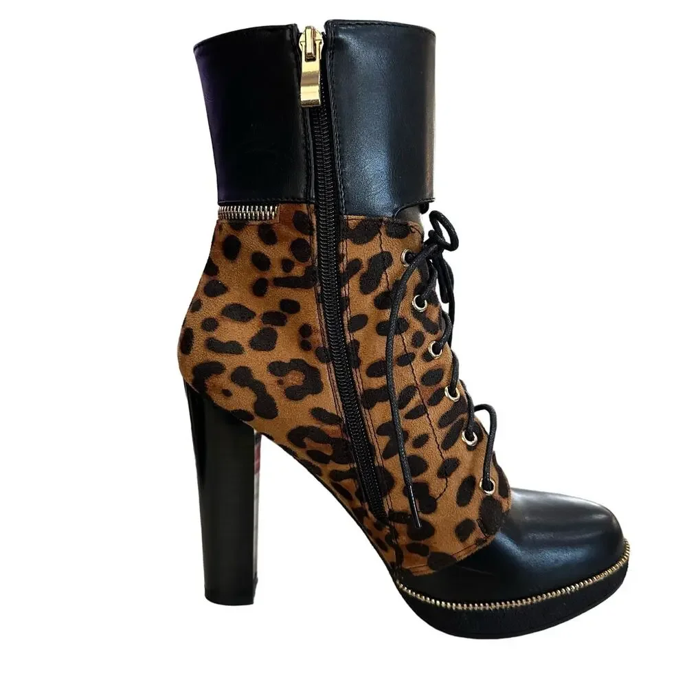 Italina‎ sky high boots 5” heels 1” platform size 8.5 zipper detail. Size zipper